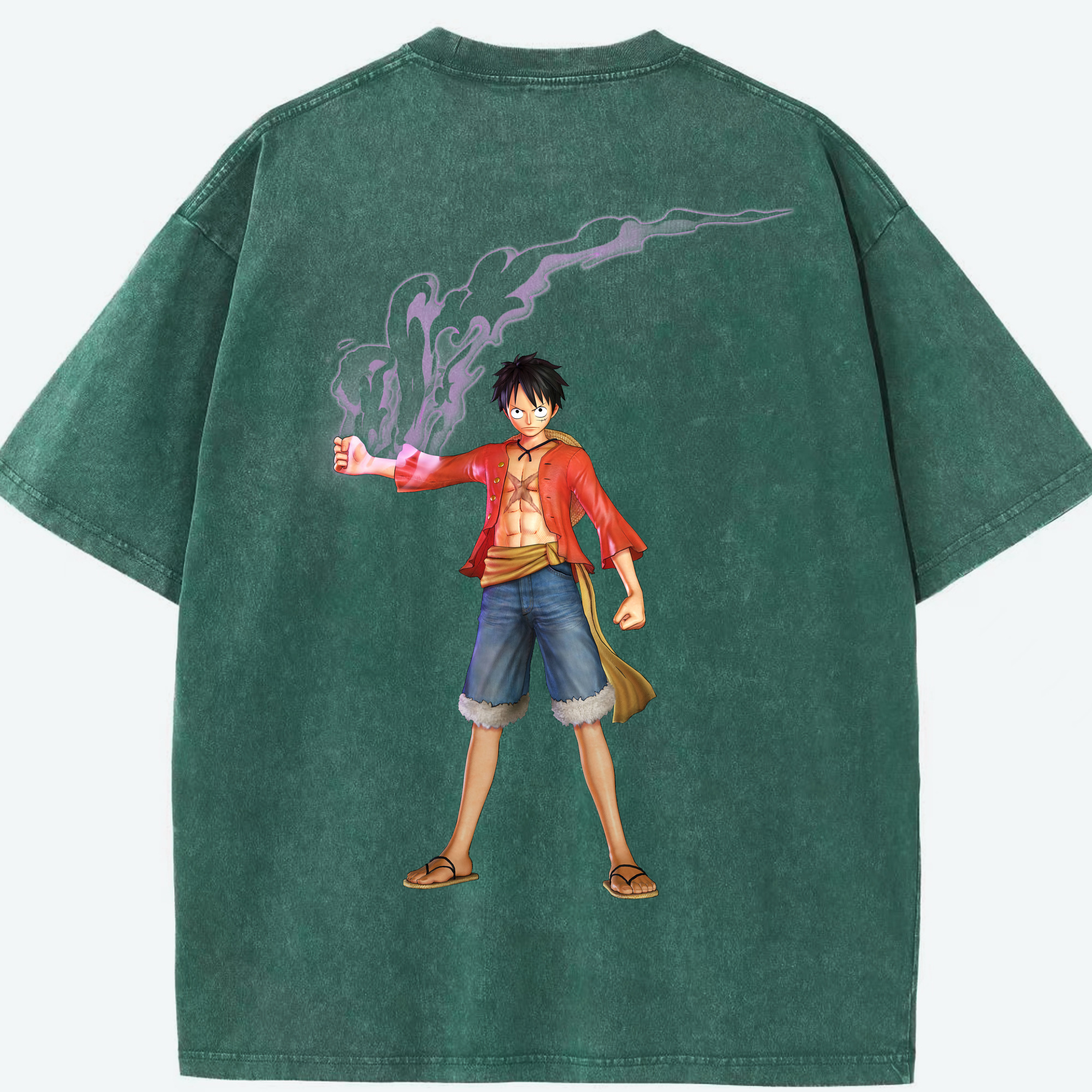 ワンピース モンキー・D・ルフィ ONE PIECE Monkey D. Luffy 綿100% ヴィンテージ風 半袖Tシャツ（背面プリント）